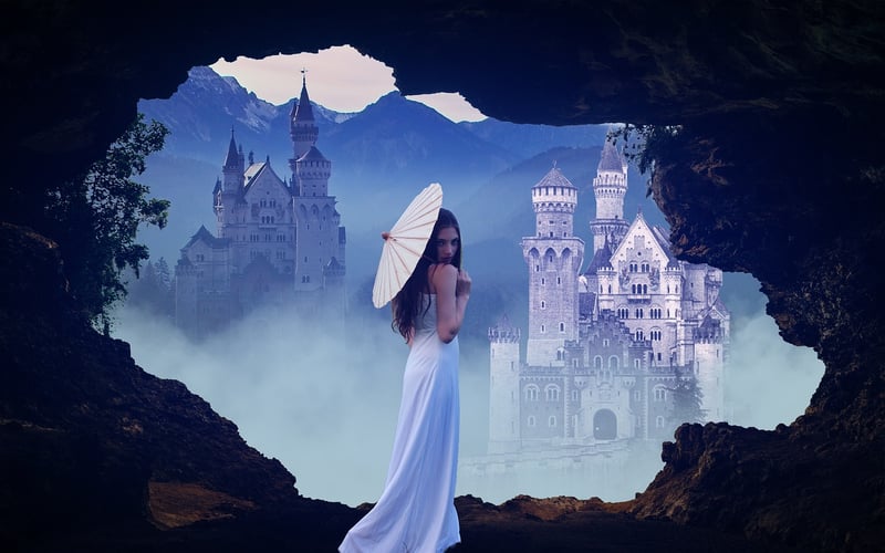 Fantasy Landscape with Castle and Unicorn